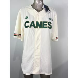 Adidas Men's Cream Miami Hurricanes Replica Baseball Jersey NWT